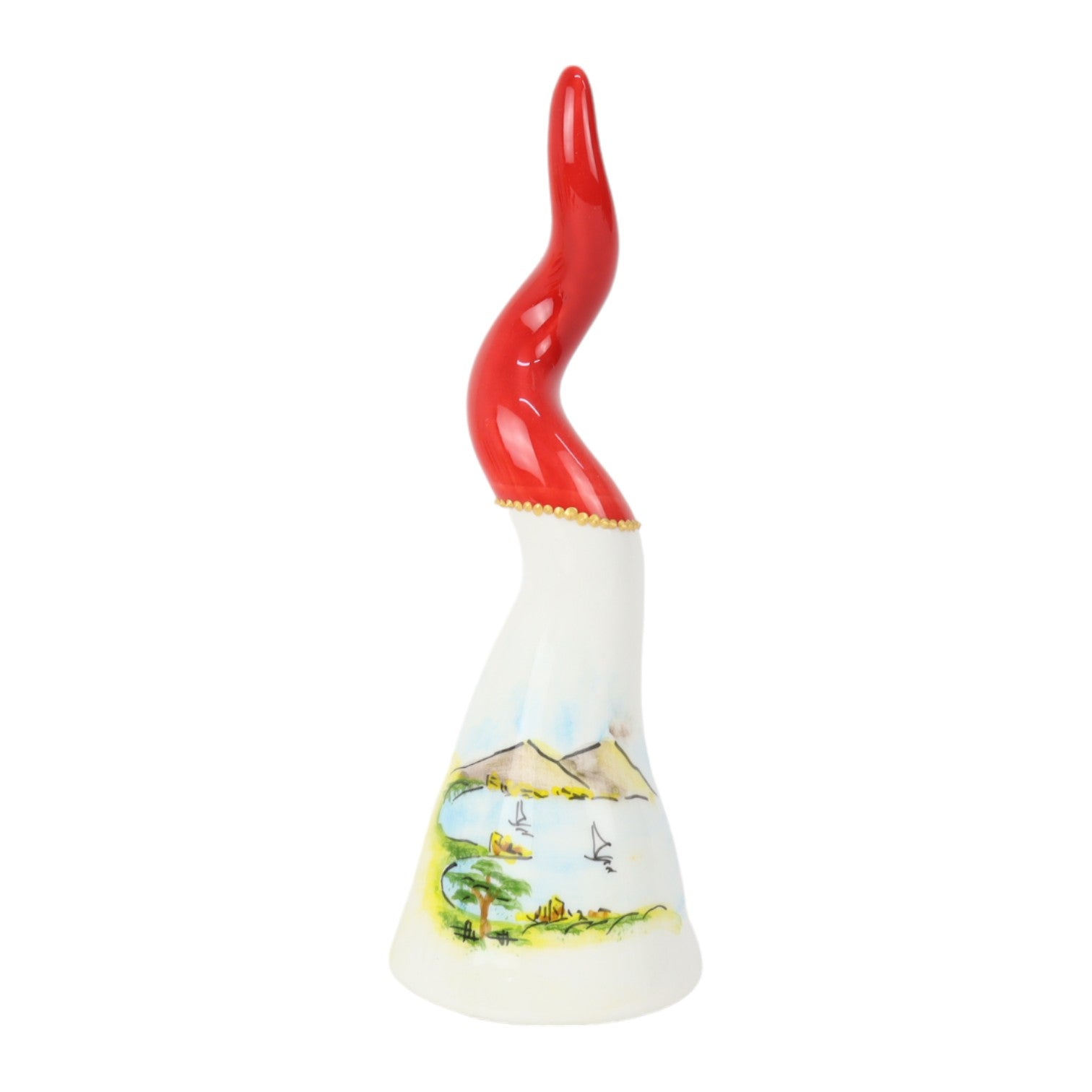 Corno in Ceramica dipinto con Golfo di Napoli - Siniscalchi Ceramics