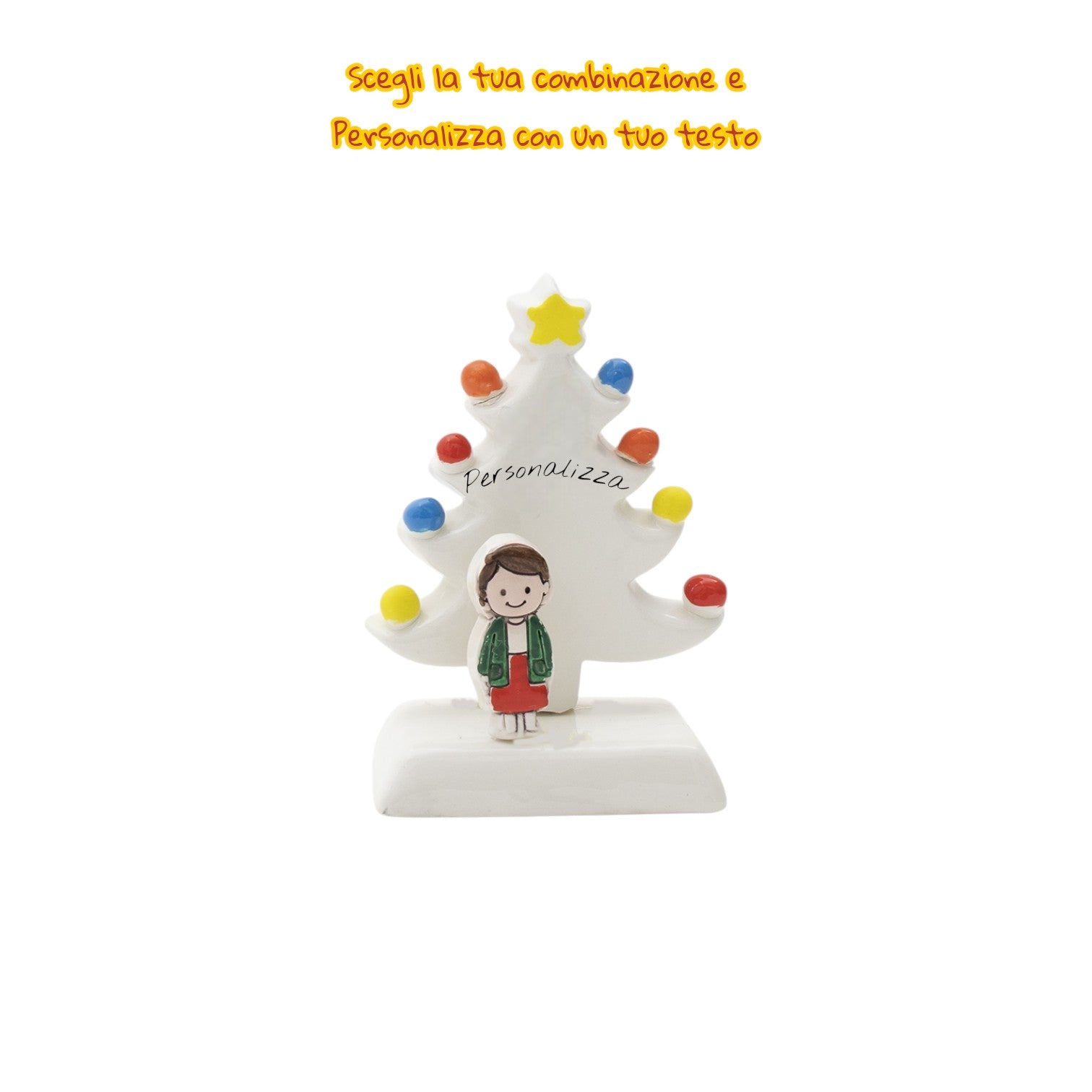 Albero di Natale Bianco 12cm con Omini - Siniscalchi Ceramics