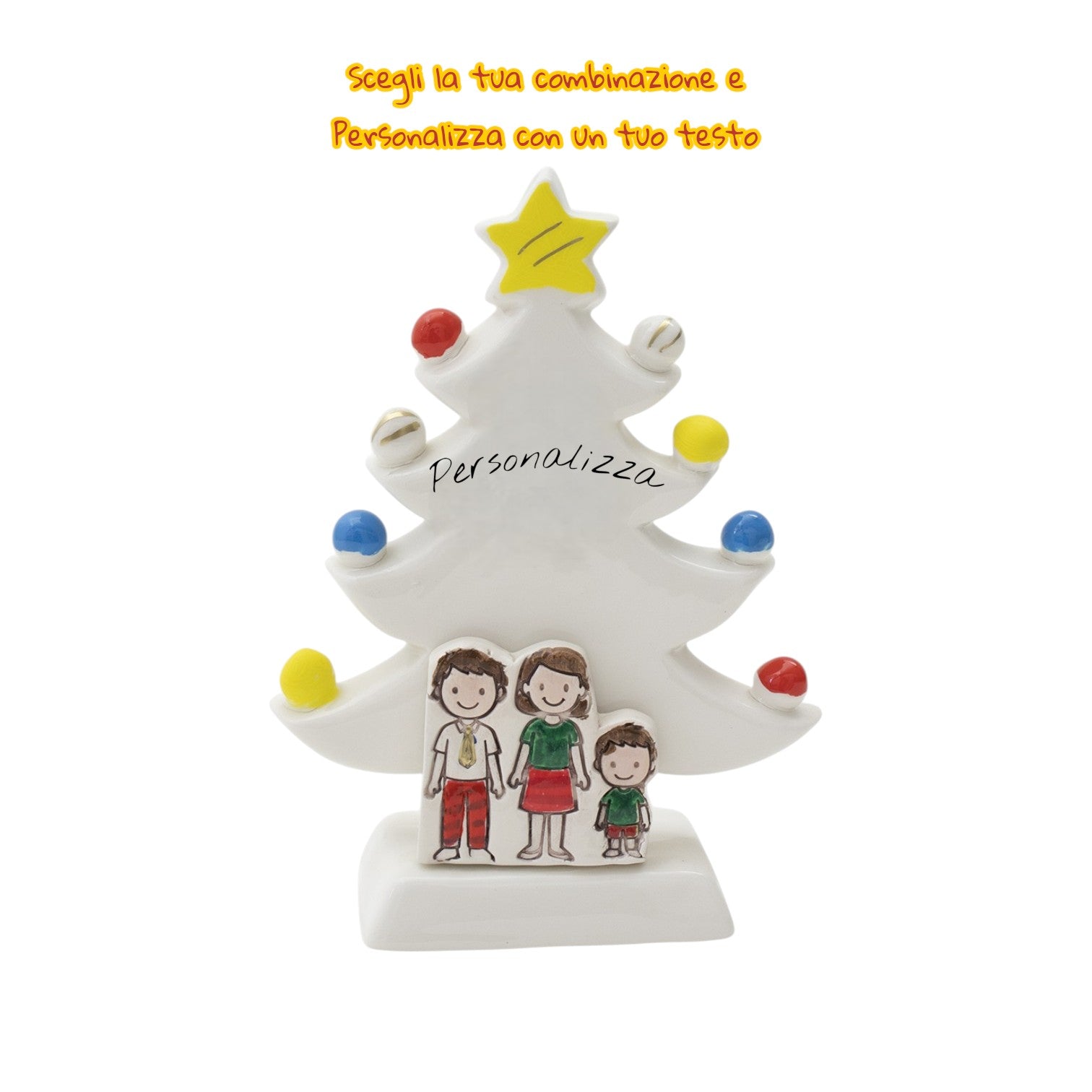 Albero di Natale Bianco 18cm con Omini - Siniscalchi Ceramics