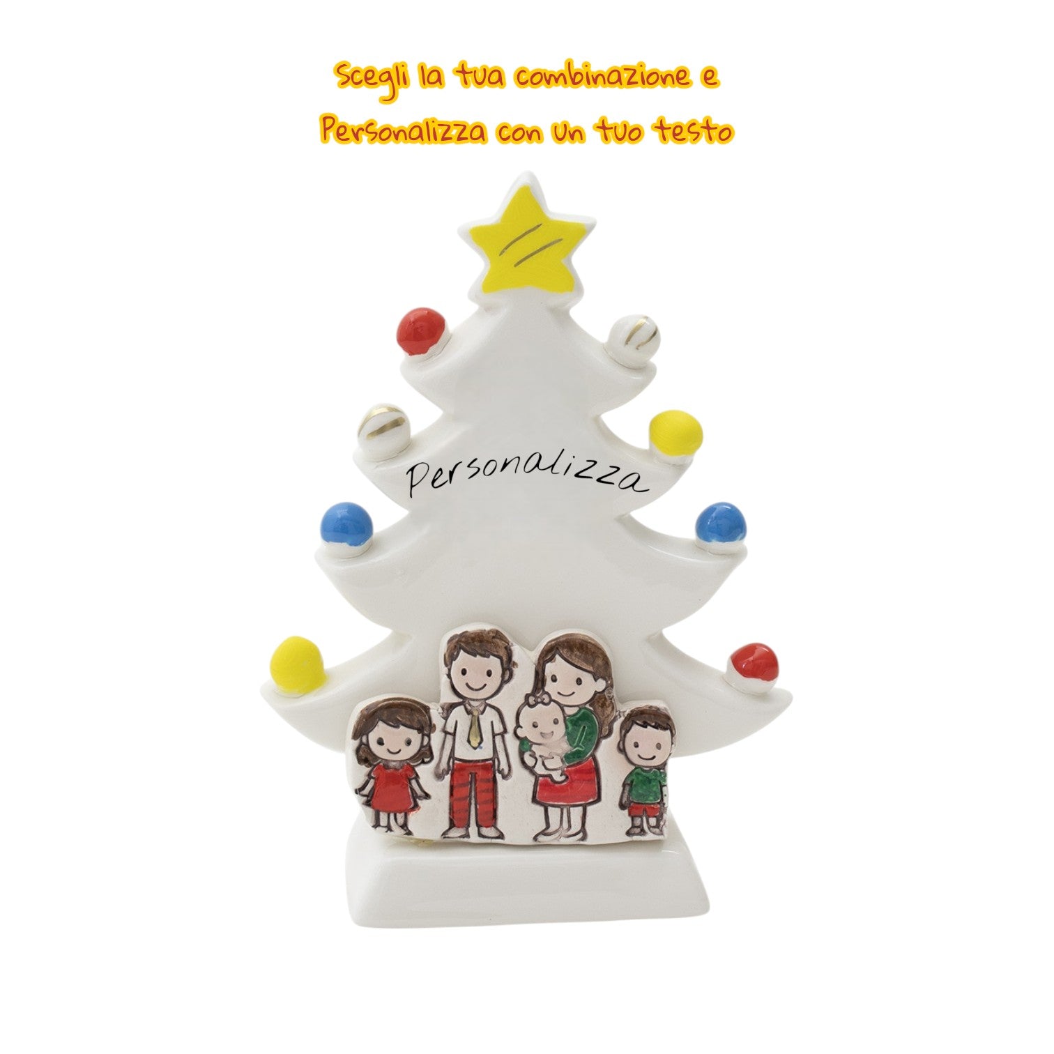 Albero di Natale Bianco 18cm con Omini - Siniscalchi Ceramics