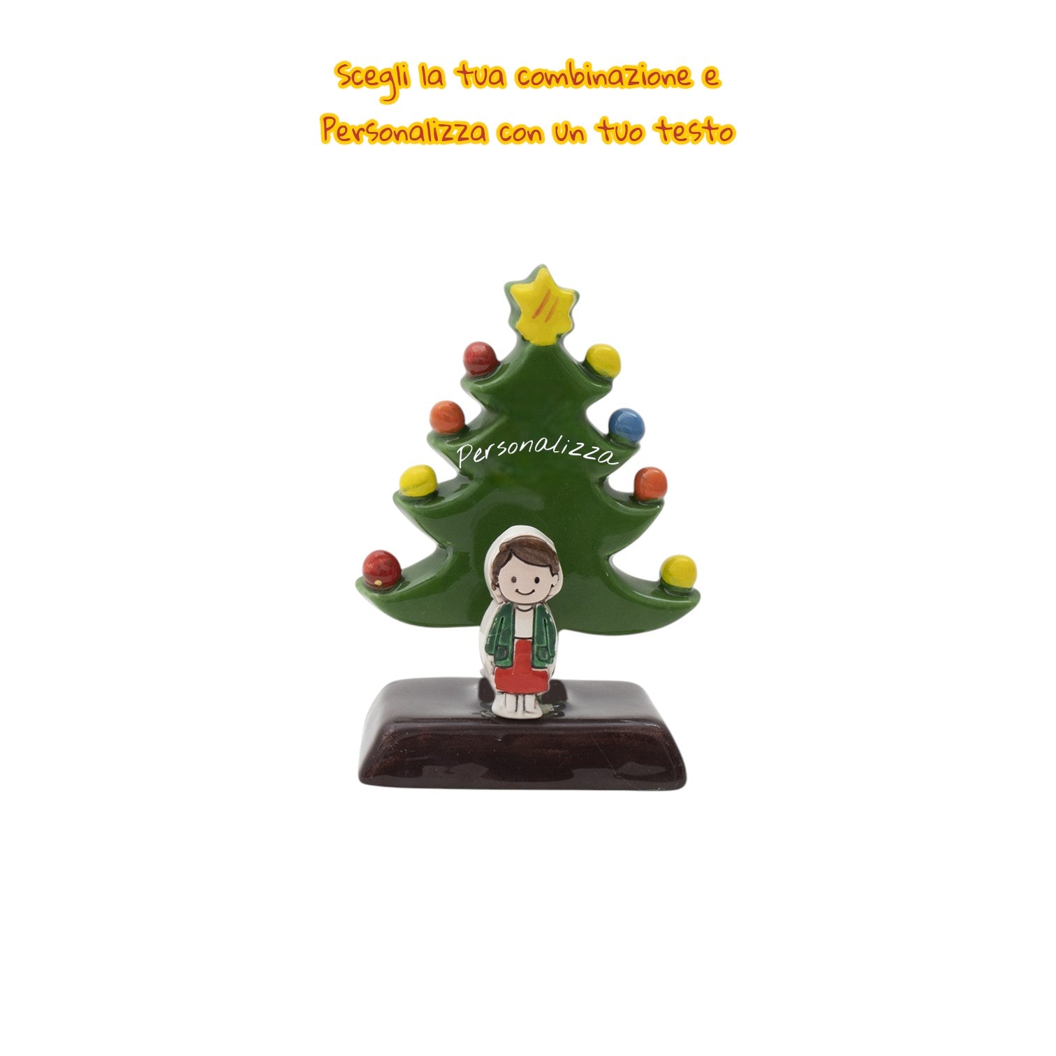 Albero di Natale Verde 12cm con Omini - Siniscalchi Ceramics