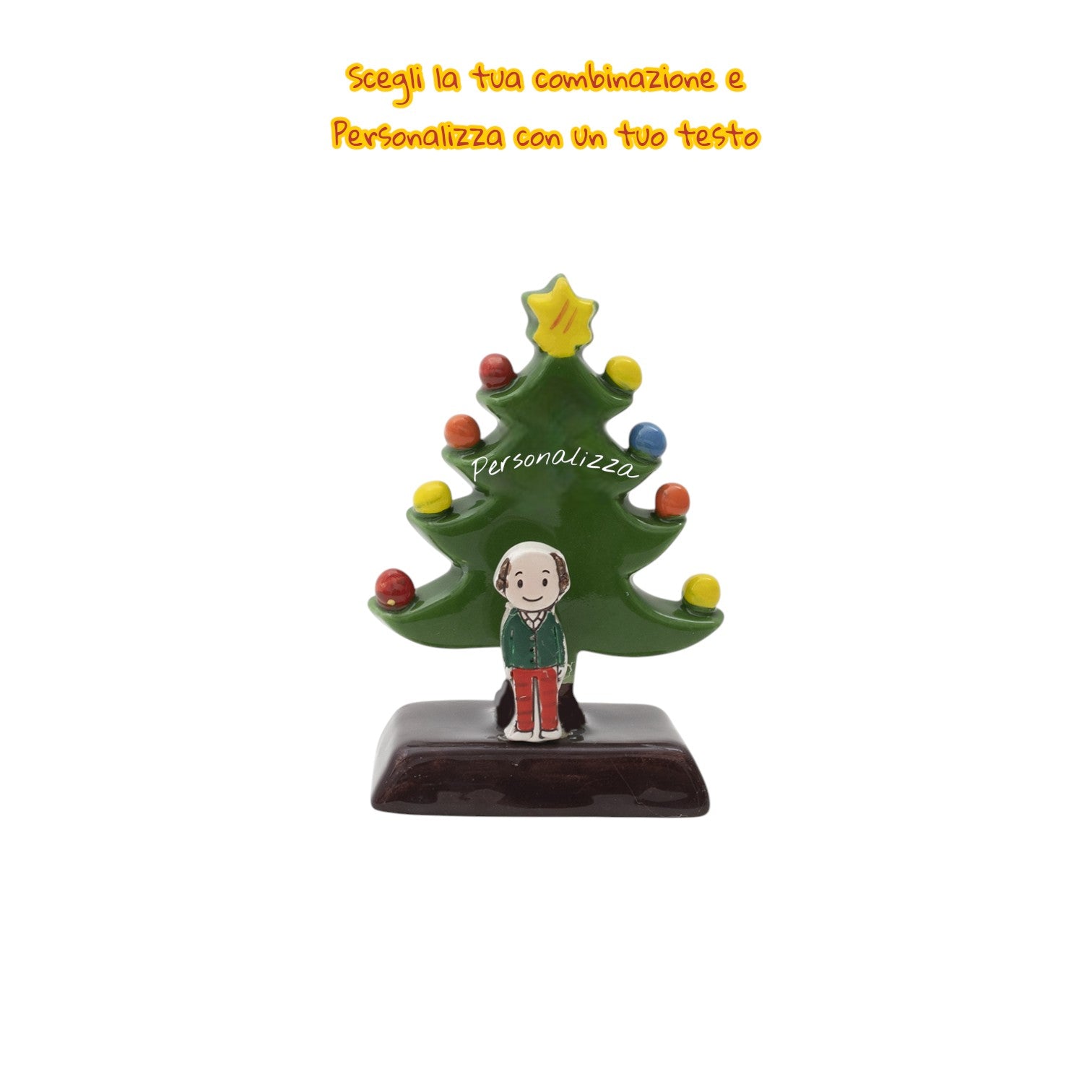 Albero di Natale Verde 12cm con Omini - Siniscalchi Ceramics