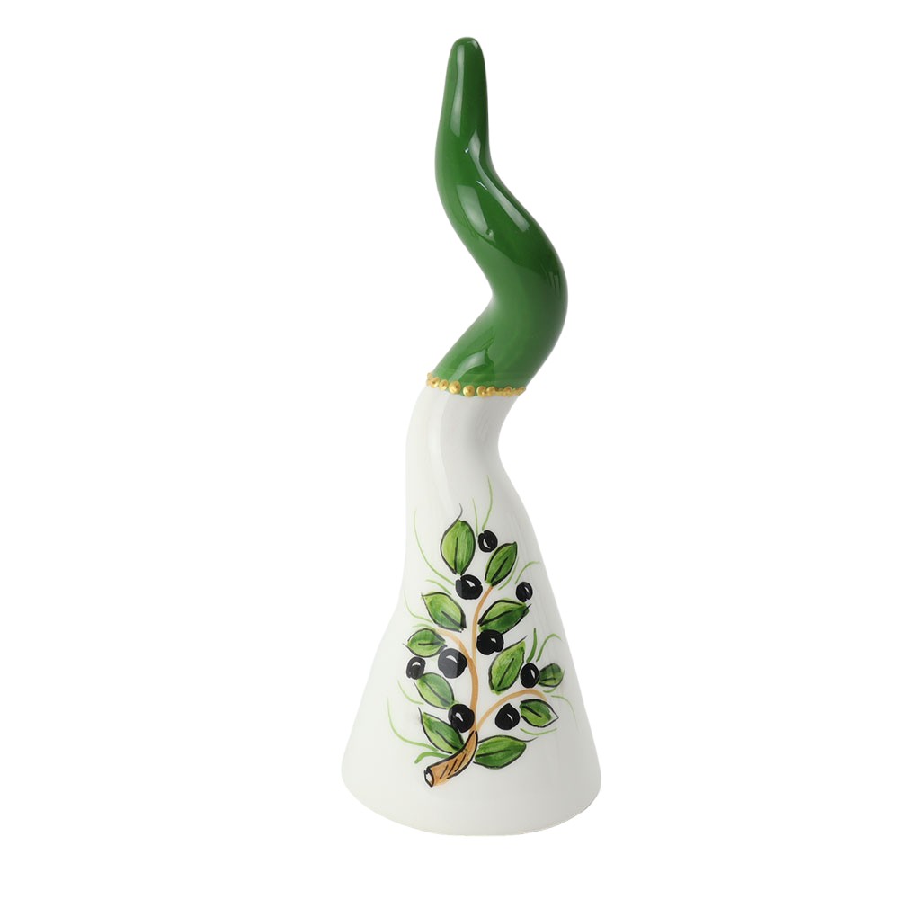 Corno in Ceramica con Dipinto Ulivo - Siniscalchi Ceramics