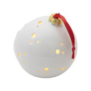 Pallina di Natale 14cm Appoggio con Omini e Led - Siniscalchi Ceramics